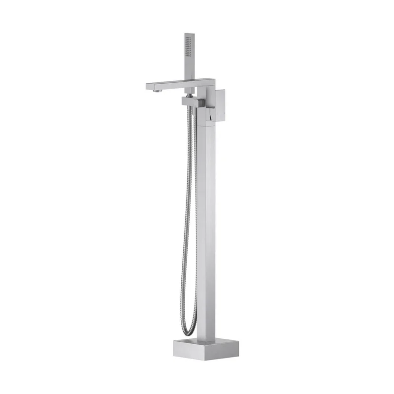 KIBI Cube Single Handle Floor Mounted Freestanding Tub Filler With Hand Shower - KTF302