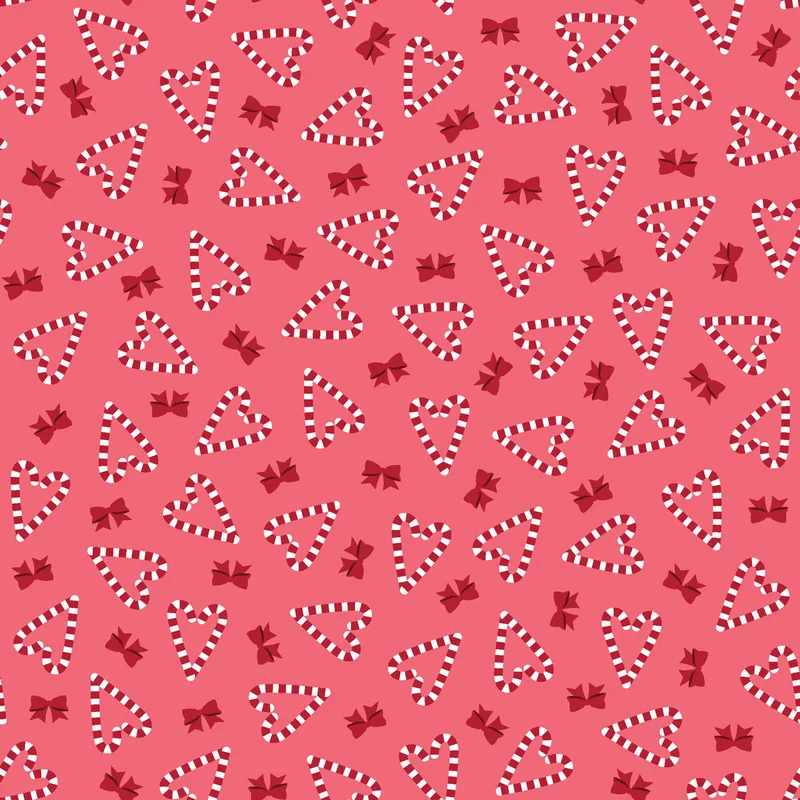 Kimberbell A QUILTY LITTLE CHRISTMAS: Candy Cane Hearts-Pink (1/4 Yard)