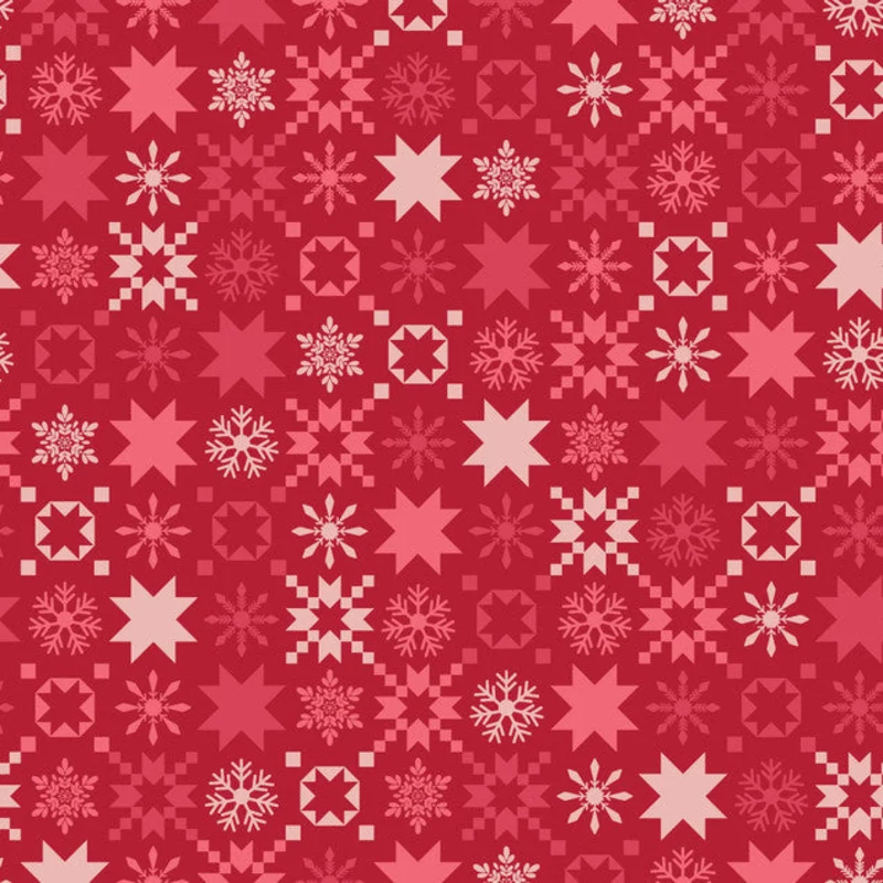 Kimberbell A QUILTY LITTLE CHRISTMAS: Snowflake-Red (1/4 Yard)
