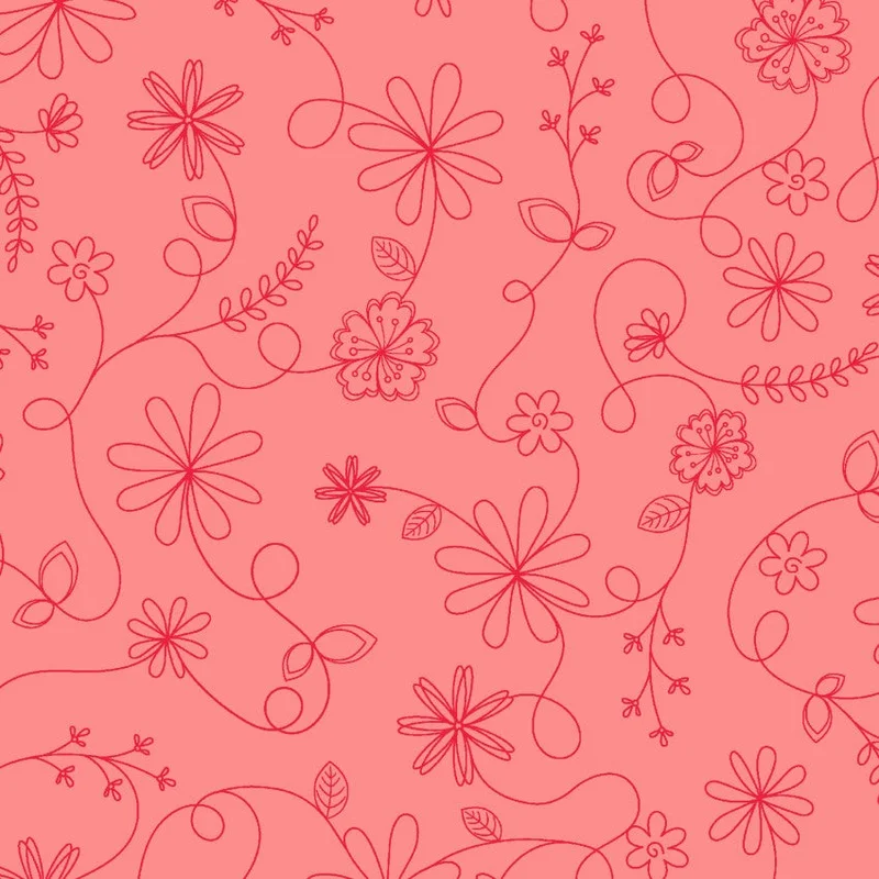 Kimberbell Basics: Swirl Floral-Peach (1/4 Yard)