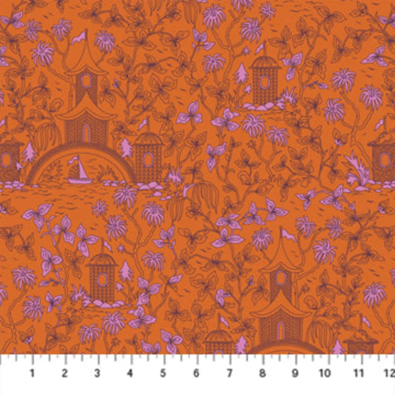 Kindred Sketches: Teahouse - Mandarin (1/4 Yard)