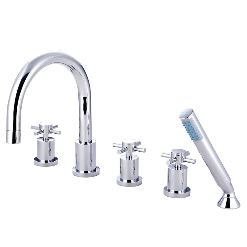 Kingston - Tub Faucets - Concord KS83215DX Three-Handle 5-Hole Deck Mount Roman Tub Faucet with Hand Shower