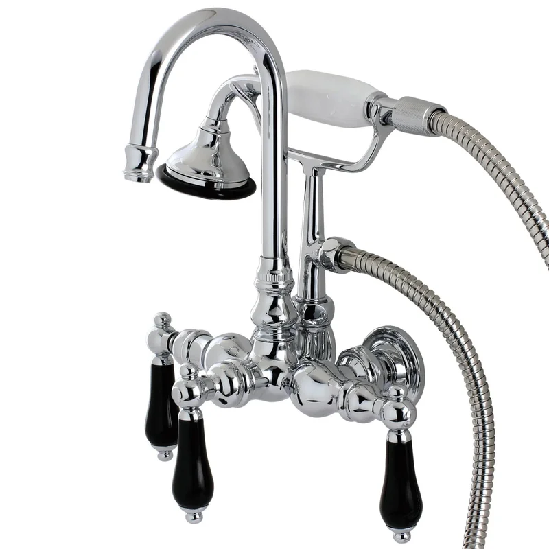 Kingston - Tub Faucets - Duchess AE7TPKL Three-Handle 2-Hole Tub Wall Mount Clawfoot Tub Faucet with Hand Shower