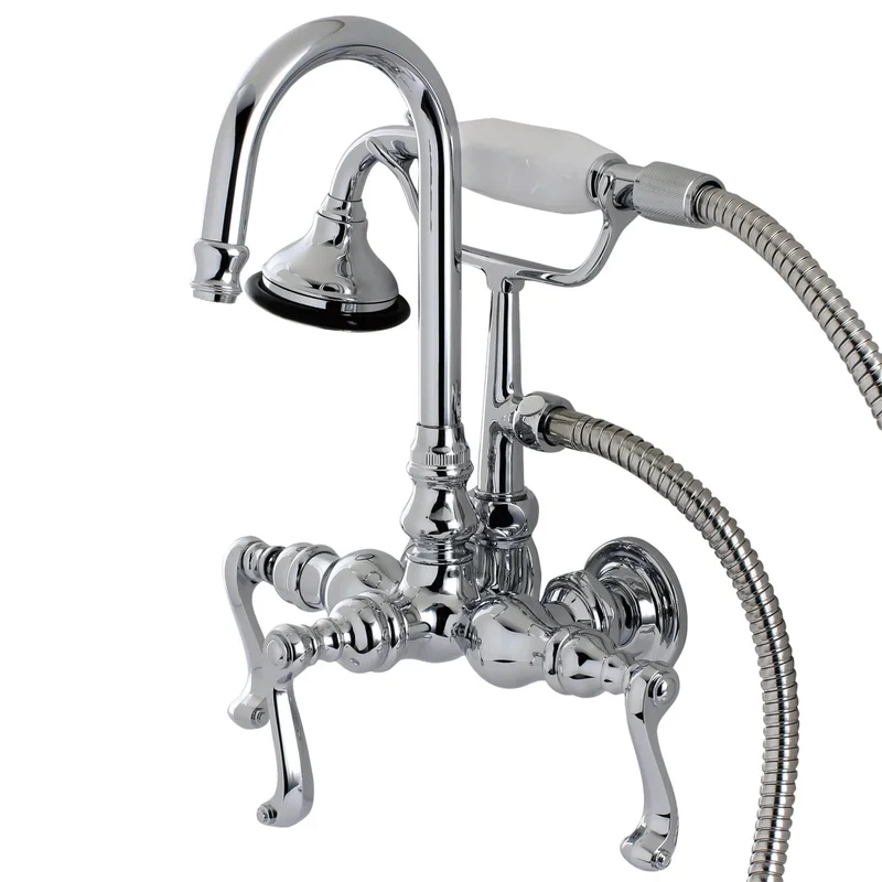 Kingston - Tub Faucets - Heirloom AE7TFL Three-Handle 2-Hole Tub Wall Mount Clawfoot Tub Faucet with Hand Shower
