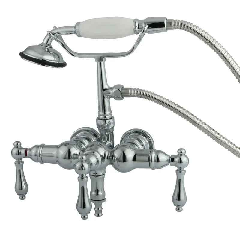 Kingston - Tub Faucets - Vintage CC19T Three-Handle 2-Hole Tub Wall Mount Clawfoot Tub Faucet with Hand Shower
