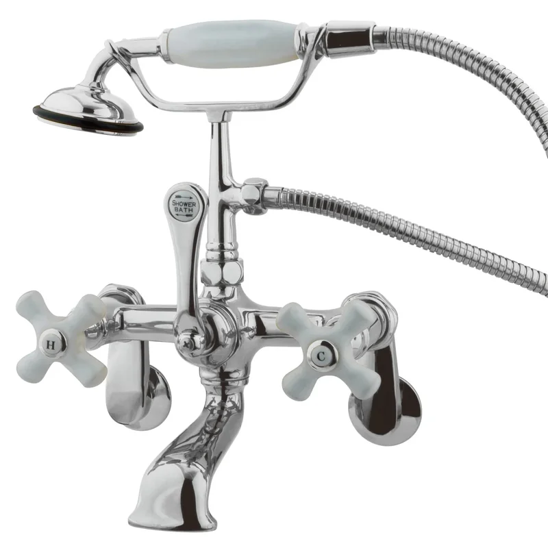 Kingston - Tub Faucets - Vintage CC59T Three-Handle 2-Hole Tub Wall Mount Clawfoot Tub Faucet with Hand Shower