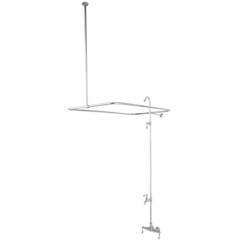 Kingston - Tub Faucets - Vintage CC61 (Metal Lever) Four-Handle 2-Hole Tub Wall Mount Clawfoot Tub Faucet with Shower Enclosure