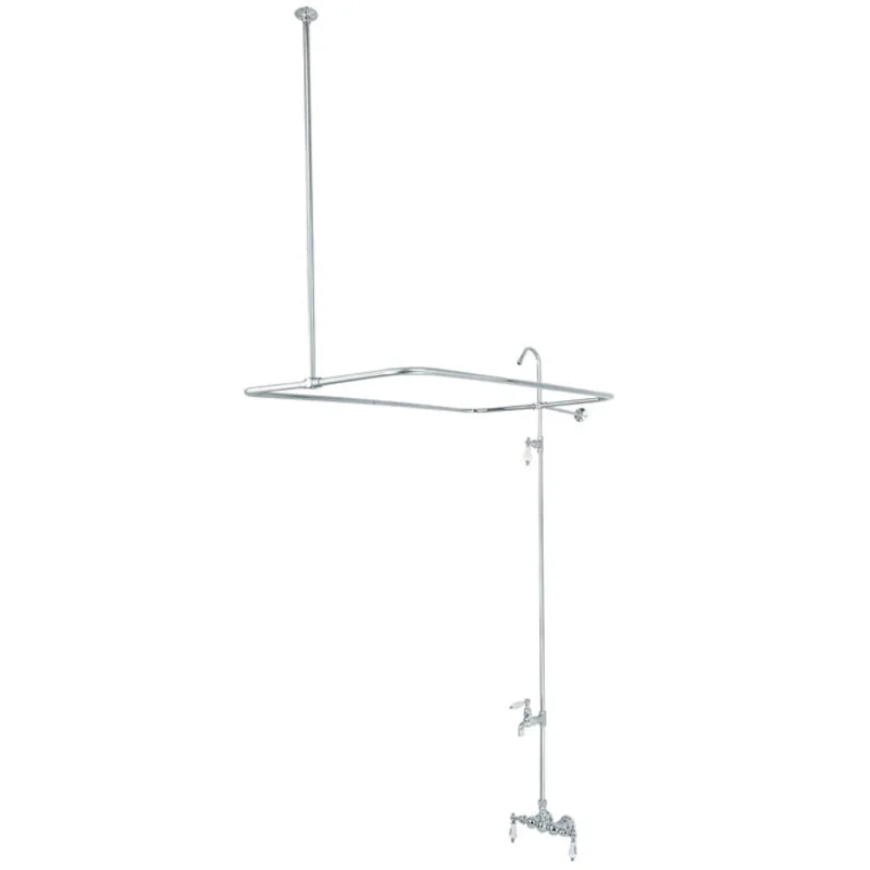 Kingston - Tub Faucets - Vintage CC63 (H&C Porcelain Lever) Three-Handle 2-Hole Tub Wall Mount Clawfoot Tub Faucet with Shower Enclosure