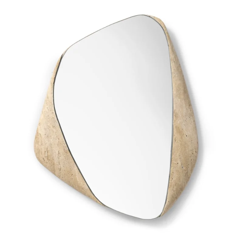 Kira Travertine Mirror, Small, 19.5"W x 2"D x 23.5"H