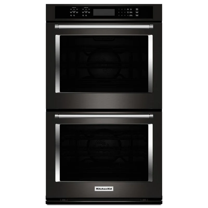 KitchenAid - 10 cu. ft Double Wall Oven in Black Stainless - KODE500EBS Black Stainless
