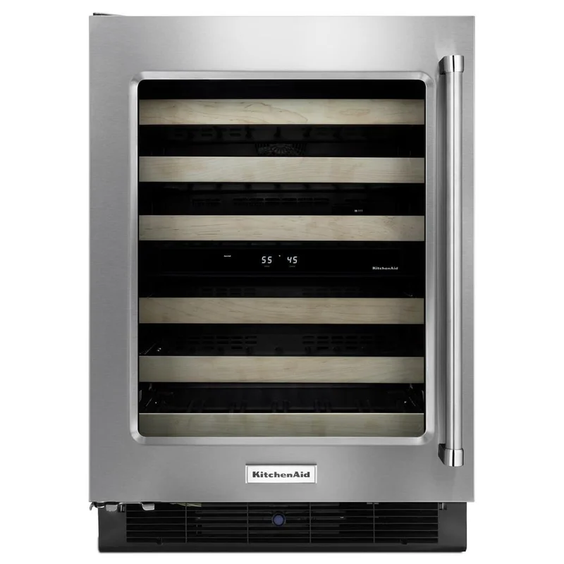 KitchenAid - 23.75 Inch 4.7 cu. ft Wine Cellar Refrigerator in Stainless - KUWL204ESB Stainless