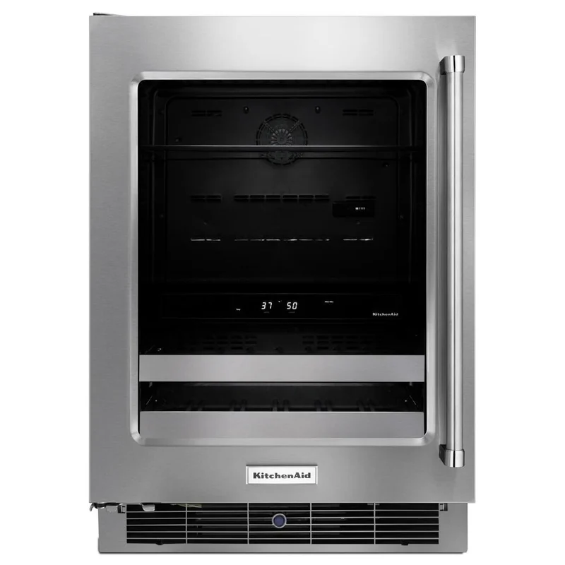 KitchenAid - 23.8 Inch 4.8 cu. ft Wine Refrigerator in Stainless - KUBL304ESS Stainless
