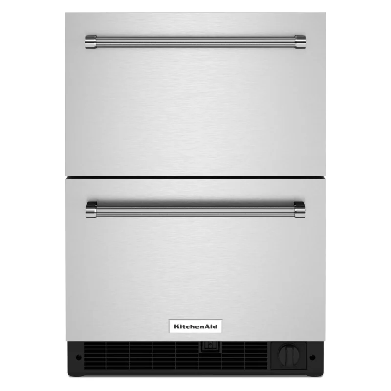 KitchenAid - 23.875 Inch 4.29 cu. ft Undercounter Double-Drawer Refrigerator in Stainless - KUDF204KSB Stainless