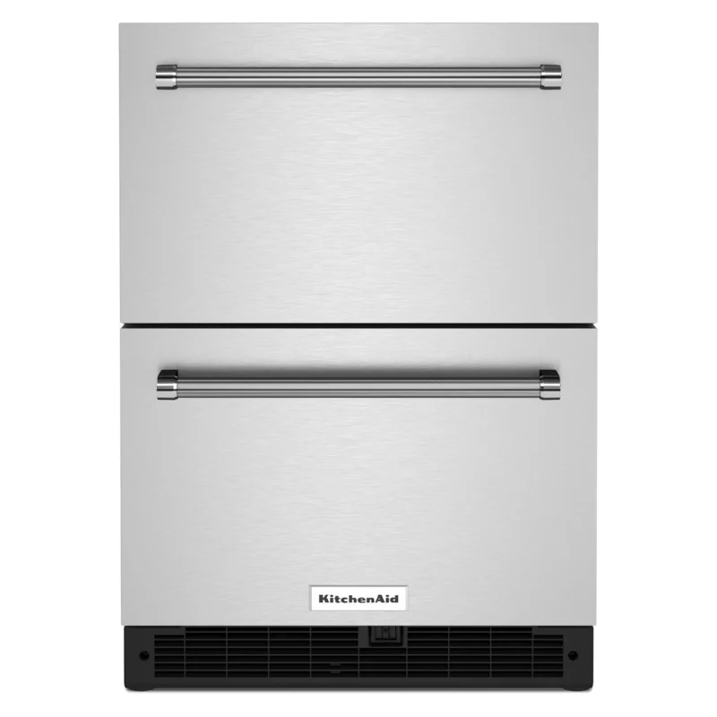 KitchenAid - 23.875 Inch 4.4 cu. ft Undercounter Double-Drawer Refrigerator in Stainless - KUDR204KSB Stainless