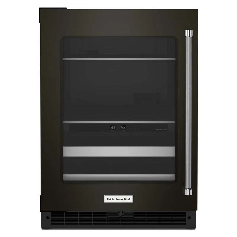 KitchenAid - 23.875 Inch 4.89 cu. ft Beverage Centre Refrigerator in Black Stainless - KUBL314KBS Black Stainless