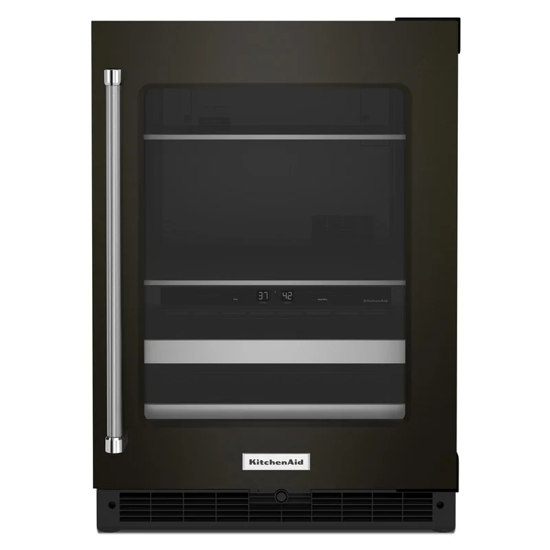 KitchenAid - 23.875 Inch 4.89 cu. ft Beverage Centre Refrigerator in Black Stainless - KUBR314KBS Black Stainless