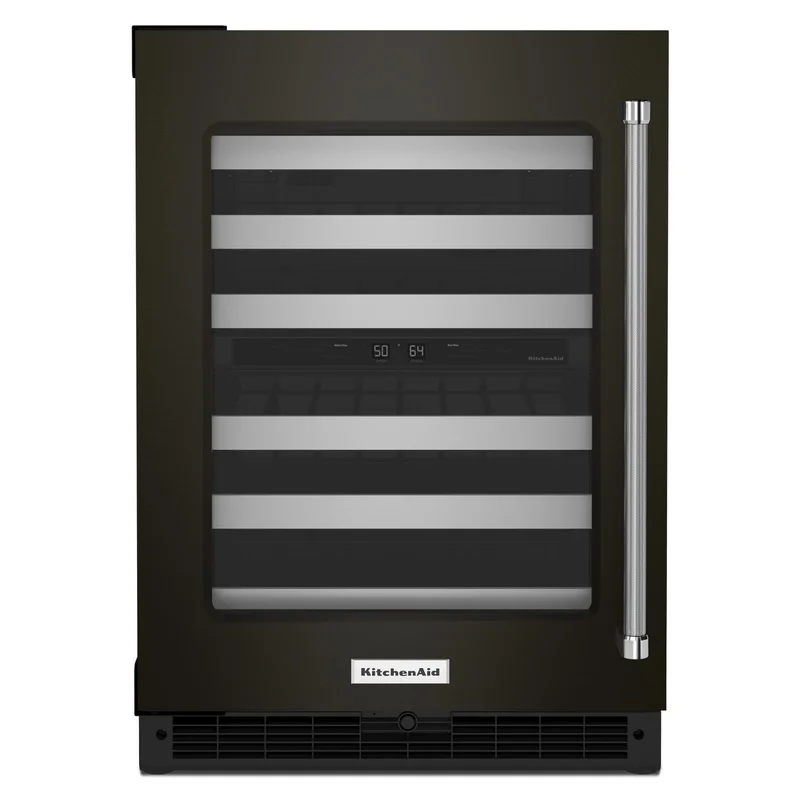 KitchenAid - 23.875 Inch 4.97 cu. ft Undercounter Wine Fridge Refrigerator in Black Stainless - KUWL314KBS Black Stainless