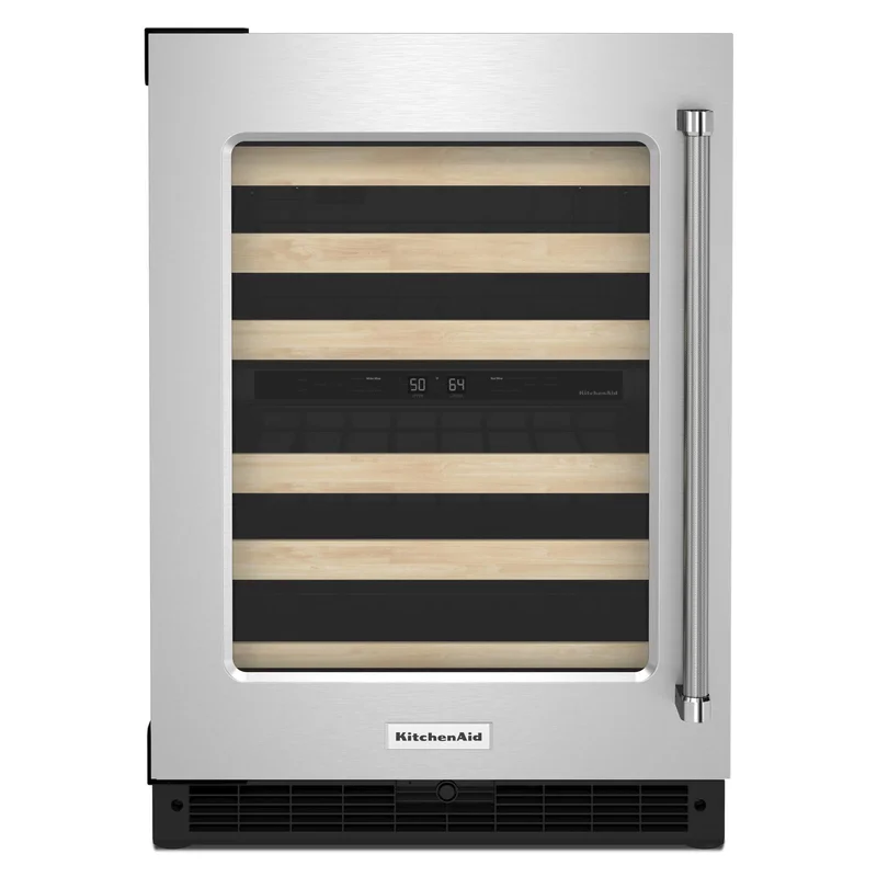 KitchenAid - 23.875 Inch 4.97 cu. ft Undercounter Wine Fridge Refrigerator in Stainless - KUWL214KSB Stainless