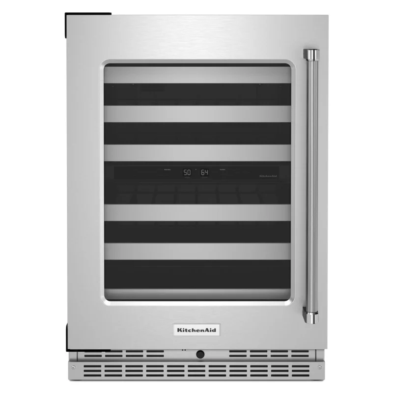 KitchenAid - 23.875 Inch 4.97 cu. ft Undercounter Wine Fridge Refrigerator in Stainless - KUWL314KSS Stainless