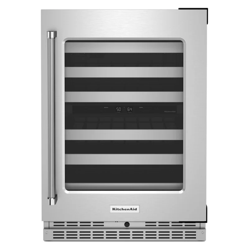 KitchenAid - 23.875 Inch 4.97 cu. ft Undercounter Wine Fridge Refrigerator in Stainless - KUWR314KSS Stainless