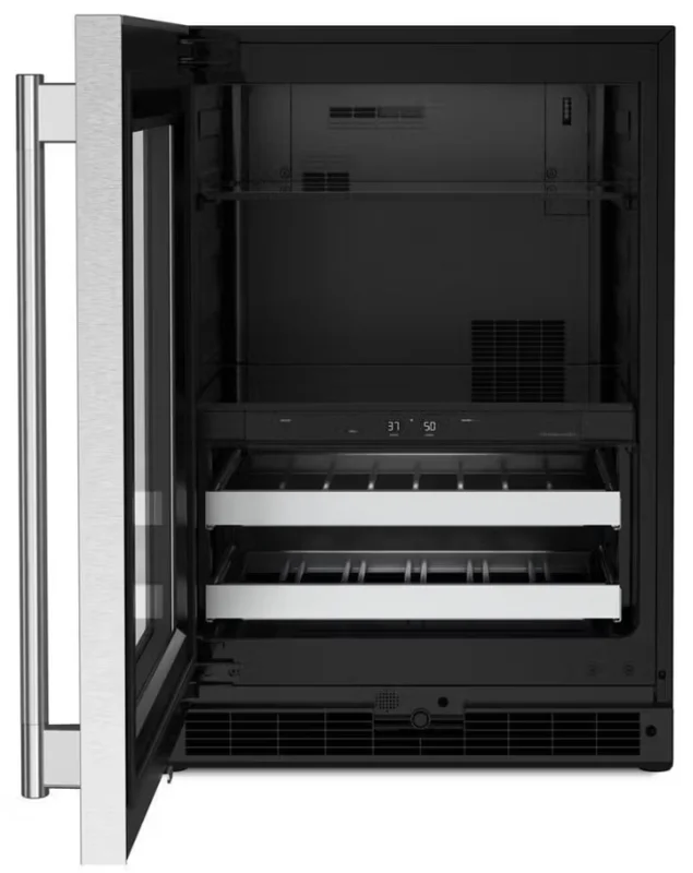 KitchenAid - 24 Inch 4.8 cu. ft Beverage Centre Refrigerator in Stainless - KUBL524SSB Stainless