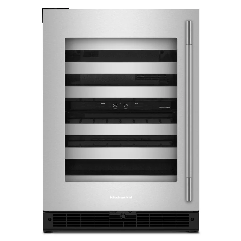 KitchenAid - 24 Inch Undercounter Wine Fridge in Stainless - KUWL324SSB Stainless