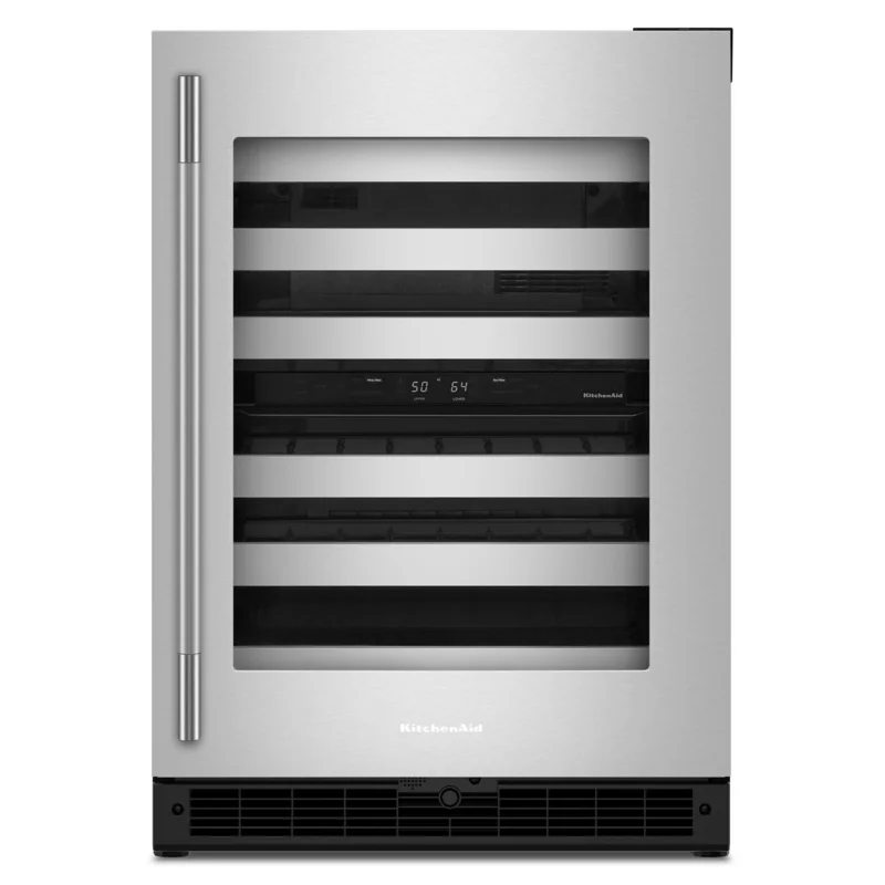 KitchenAid - 24 Inch Undercounter Wine Fridge in Stainless - KUWR324SSB Stainless