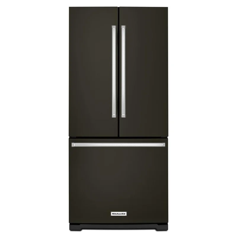 KitchenAid - 30.125 Inch 20 cu. ft French Door Refrigerator in Black Stainless - KRFF300EBS Black Stainless
