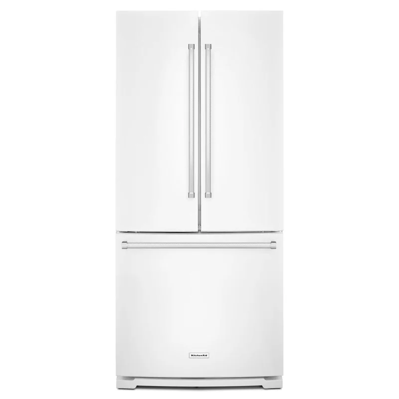 KitchenAid - 30.125 Inch 20 cu. ft French Door Refrigerator in White - KRFF300EWH White