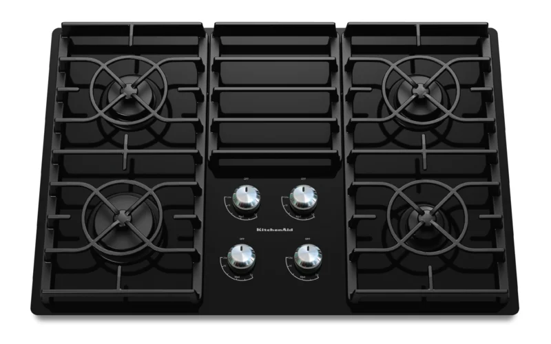KitchenAid - 30.1875 Inch Gas Cooktop in Black - KGCC506RBL Black
