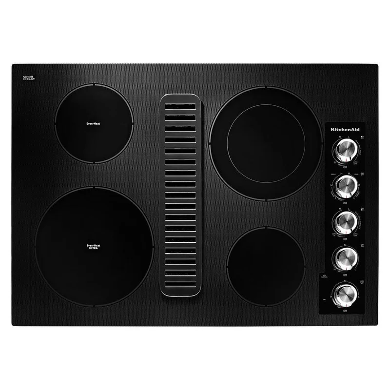 KitchenAid - 30.9 inch wide Downdraft Cooktop in Black - KCED600GBL Black