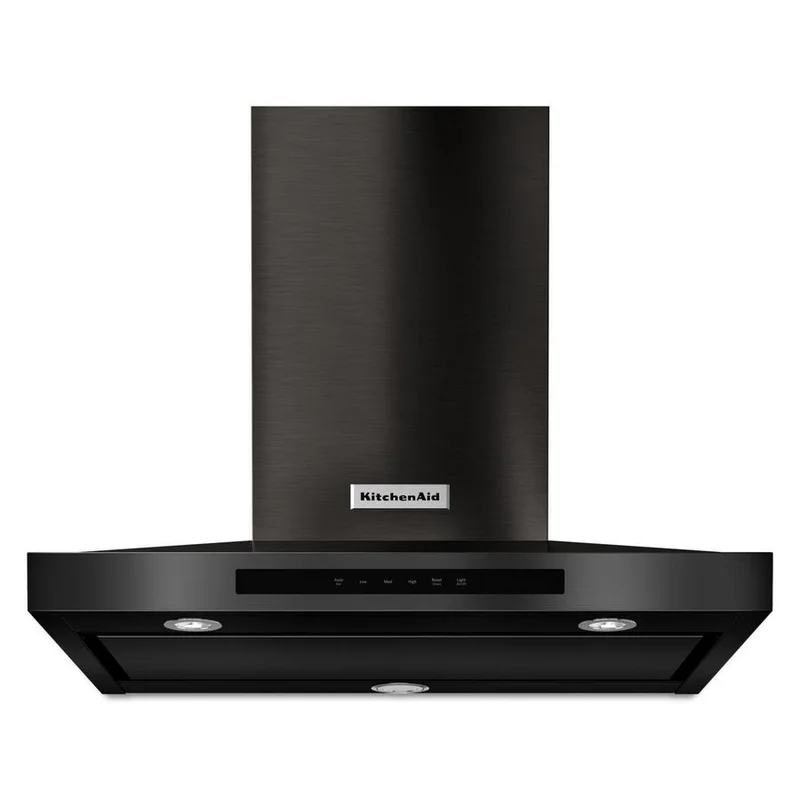 KitchenAid - 30 Inch 585 CFM Wall Mount and Chimney Range Vent in Black Stainless - KVWB600HBS Black Stainless
