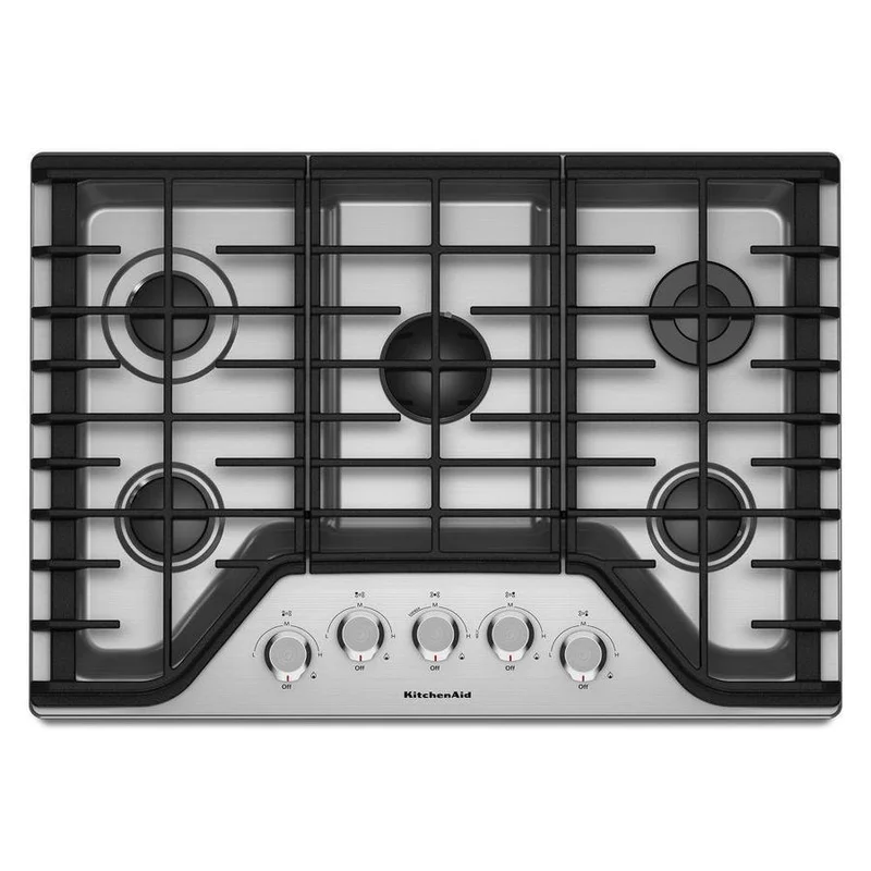 KitchenAid - 30 inch wide Gas Cooktop in Stainless Steel - KCGS350ESS Stainless