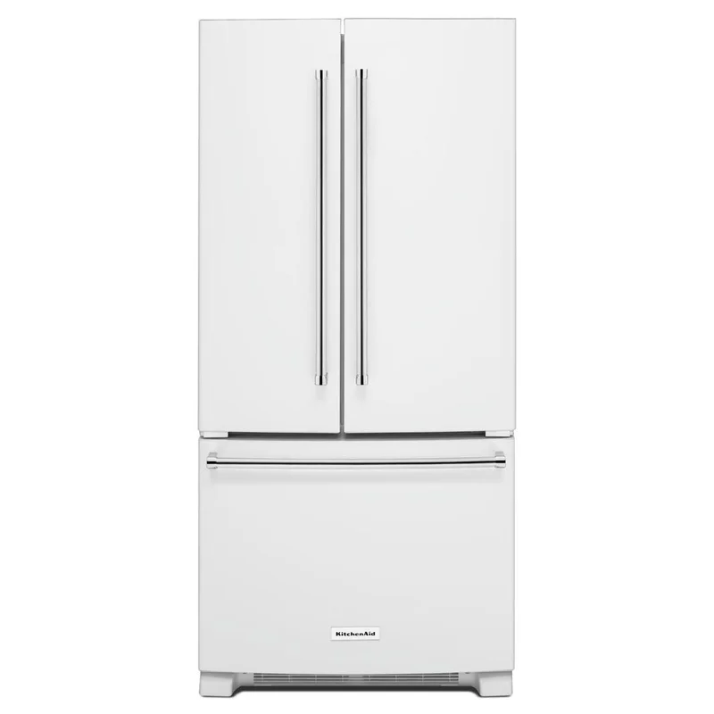 KitchenAid - 32.875 Inch 22.11 cu. ft French Door Refrigerator in White - KRFF302EWH White