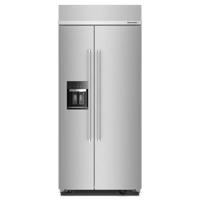 KitchenAid - 35.25 Inch 20.8 cu. ft Side-by-Side Refrigerator in Stainless - KBSD706MPS Stainless
