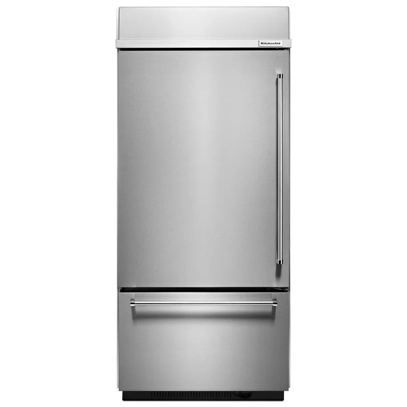 KitchenAid - 35.25 Inch 20.86 cu. ft Bottom Mount Refrigerator in Stainless - KBBL306ESS Stainless