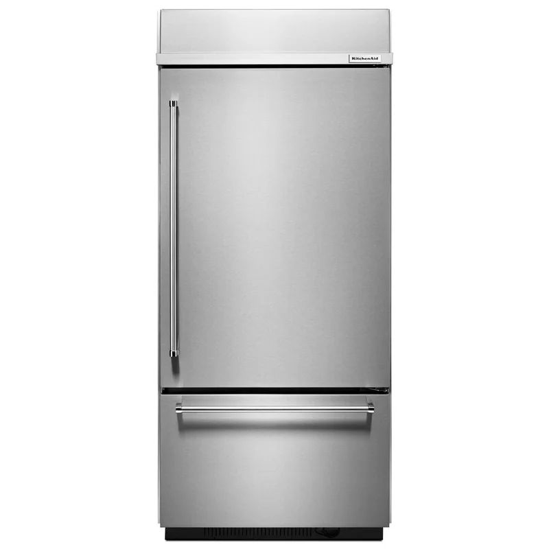 KitchenAid - 35.25 Inch 20.86 cu. ft Built In / Integrated Bottom Mount Refrigerator in Stainless - KBBR306ESS Stainless