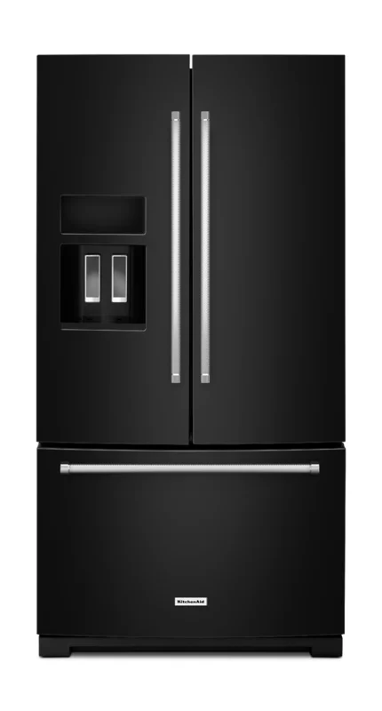 KitchenAid - 35.63 Inch 26.8 cu. ft French Door Refrigerator in Black - KRFF507EBL Black