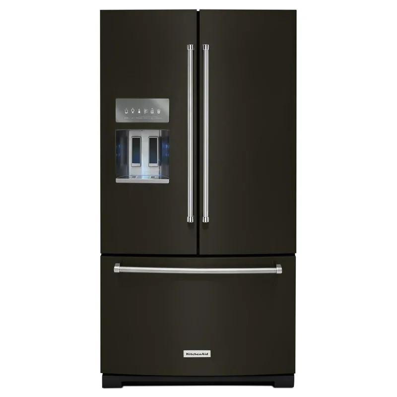 KitchenAid - 35.6875 Inch 26.8 cu. ft French Door Refrigerator in Black Stainless - KRFF507HBS Black Stainless