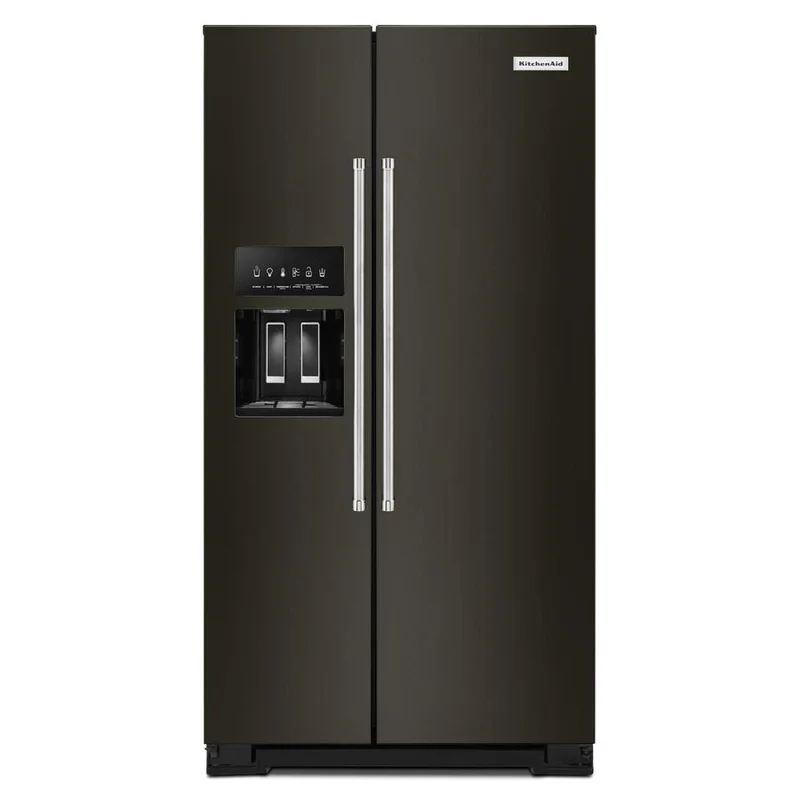 KitchenAid - 35.75 Inch 20 cu. ft Side by Side Refrigerator in Black Stainless - KRSC700HBS Black Stainless