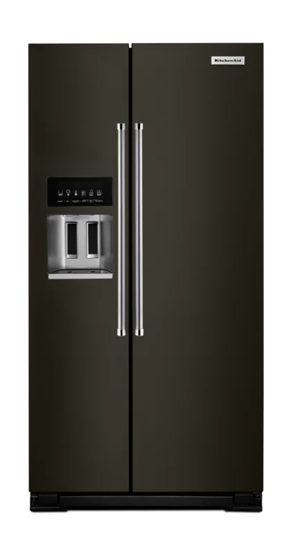 KitchenAid - 35.75 Inch 22.65 cu. ft Side by Side Refrigerator in Black Stainless - KRSC503EBS Black Stainless