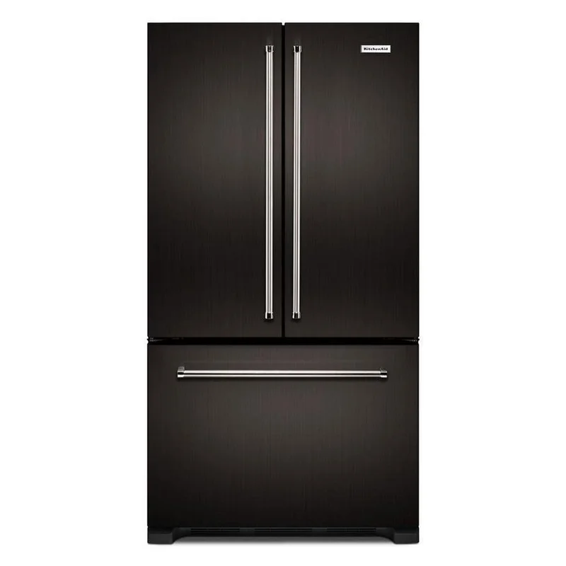 KitchenAid - 35.8 Inch 21.9 cu. ft French Door Refrigerator in Black Stainless - KRFC302EBS Black Stainless