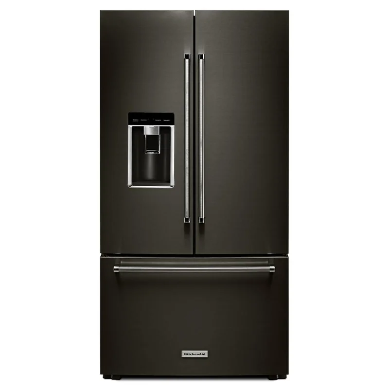 KitchenAid - 35.8125 Inch 23.8 cu. ft French Door Refrigerator in Black Stainless - KRFC704FBS Black Stainless