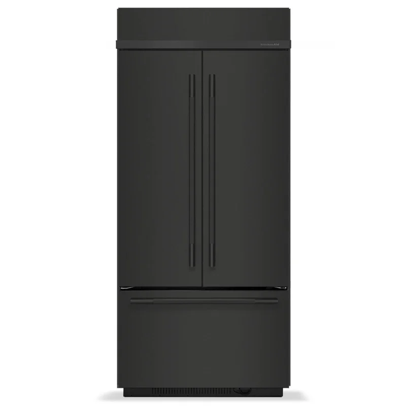 KitchenAid - 36.25 Inch 20.8 cu. ft French Door Refrigerator in Black - KBFN536SBE Black