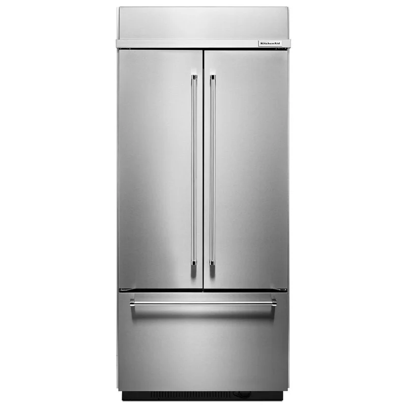 KitchenAid - 36.25 Inch 20.81 cu. ft Built In / Integrated Refrigerator in Stainless (Premium Floor Model) - KBFN506ESS Stainless (Premium Floor Model)