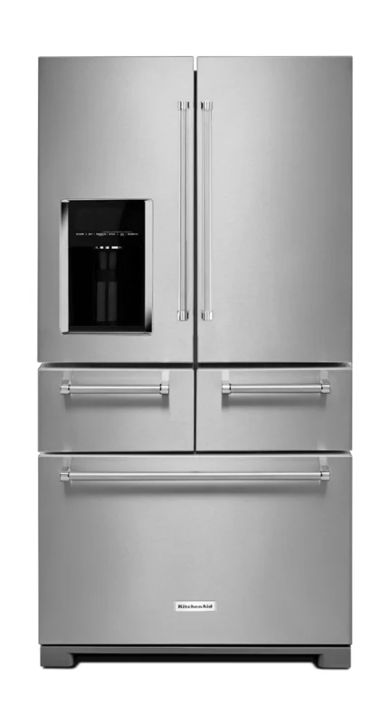 KitchenAid - 36 Inch 25.76 cu. ft French Door Refrigerator in Stainless - KRMF606ESS Stainless