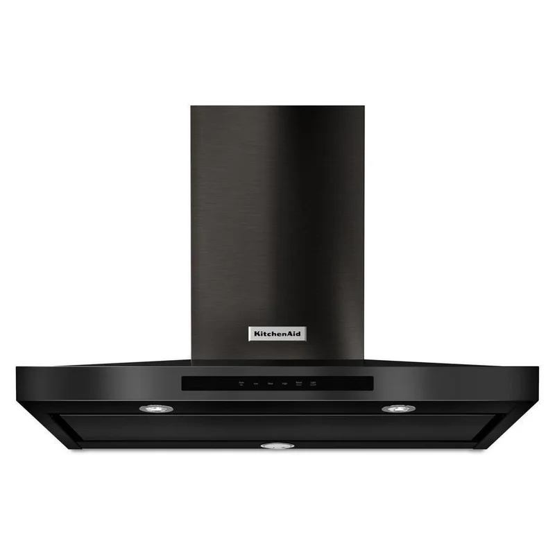 KitchenAid - 36 Inch 585 CFM Wall Mount and Chimney Range Vent in Black Stainless - KVWB606HBS Black Stainless