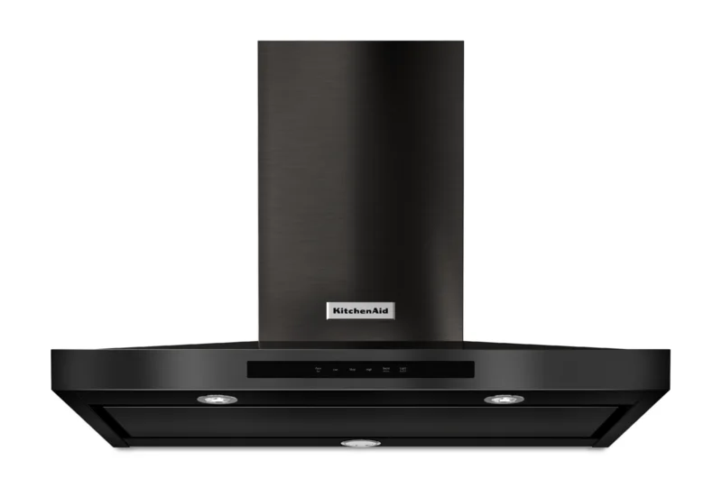 KitchenAid - 36 Inch 600 CFM Wall Mount and Chimney Range Vent in Black Stainless - KVWB606DBS Black Stainless