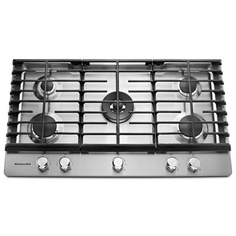 KitchenAid - 36 inch wide Gas Cooktop in Stainless Steel - KCGS556ESS Stainless