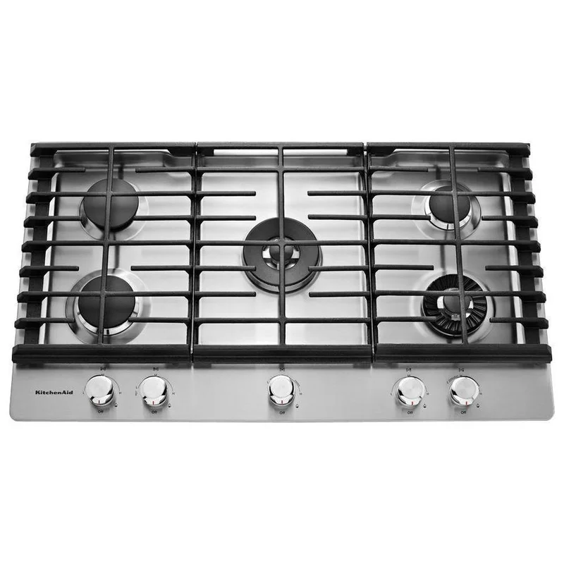 KitchenAid - 36 inch wide Gas Cooktop in Stainless Steel - KCGS956ESS Stainless
